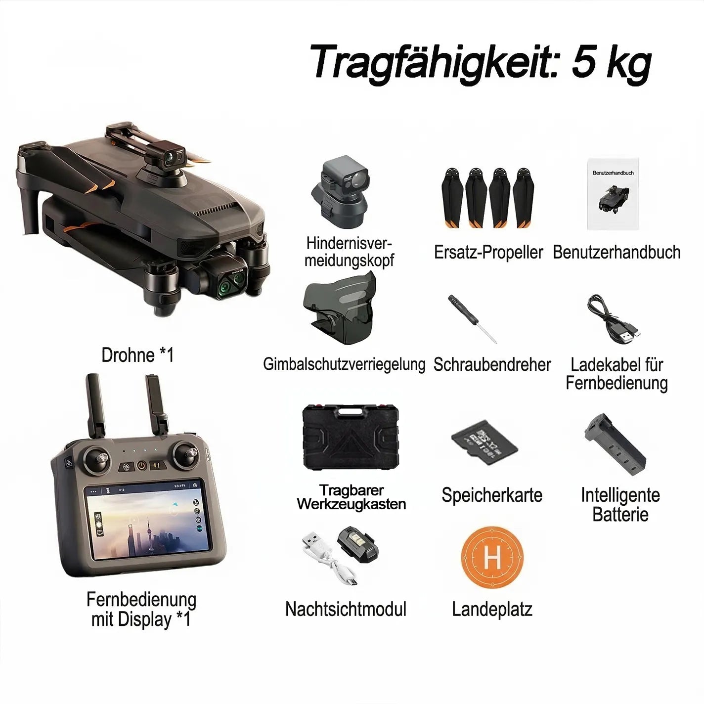 ZSHAVN T8 Max Wärmebilddrohne/Wärmebildgebung + Jagdeinsatz + Lastentransport + Nutzlastaufnahme + Präzisionslieferung + Vielseitige Einsatzgebiete